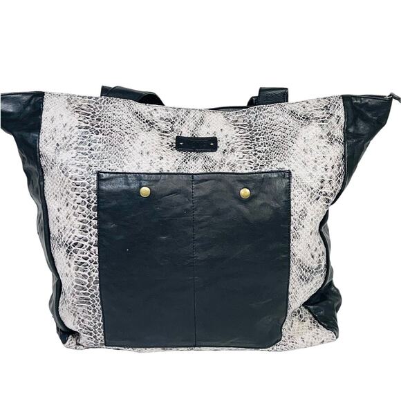 Vans Snakeskin Shoulder Bag Purse Large Tote White Black Zipper Handbag New - Picture 1 of 8